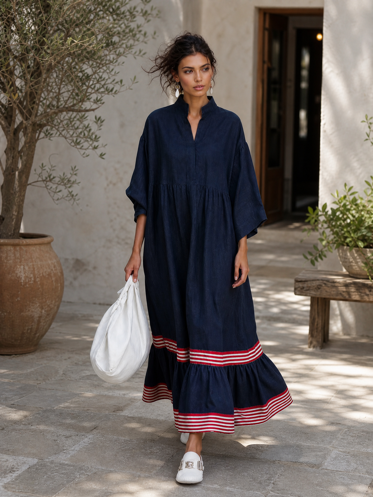 Rosalia — Abito lungo in lino a righe