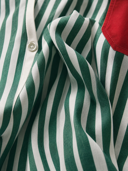 Rosina — Abito camicia in cotone a righe blu e bianco