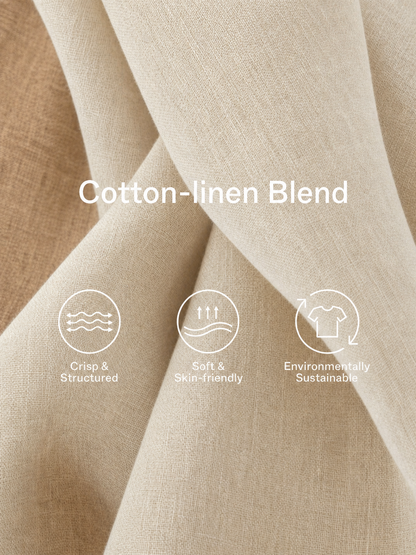 Saveria — Abito corto in cotone e lino color block