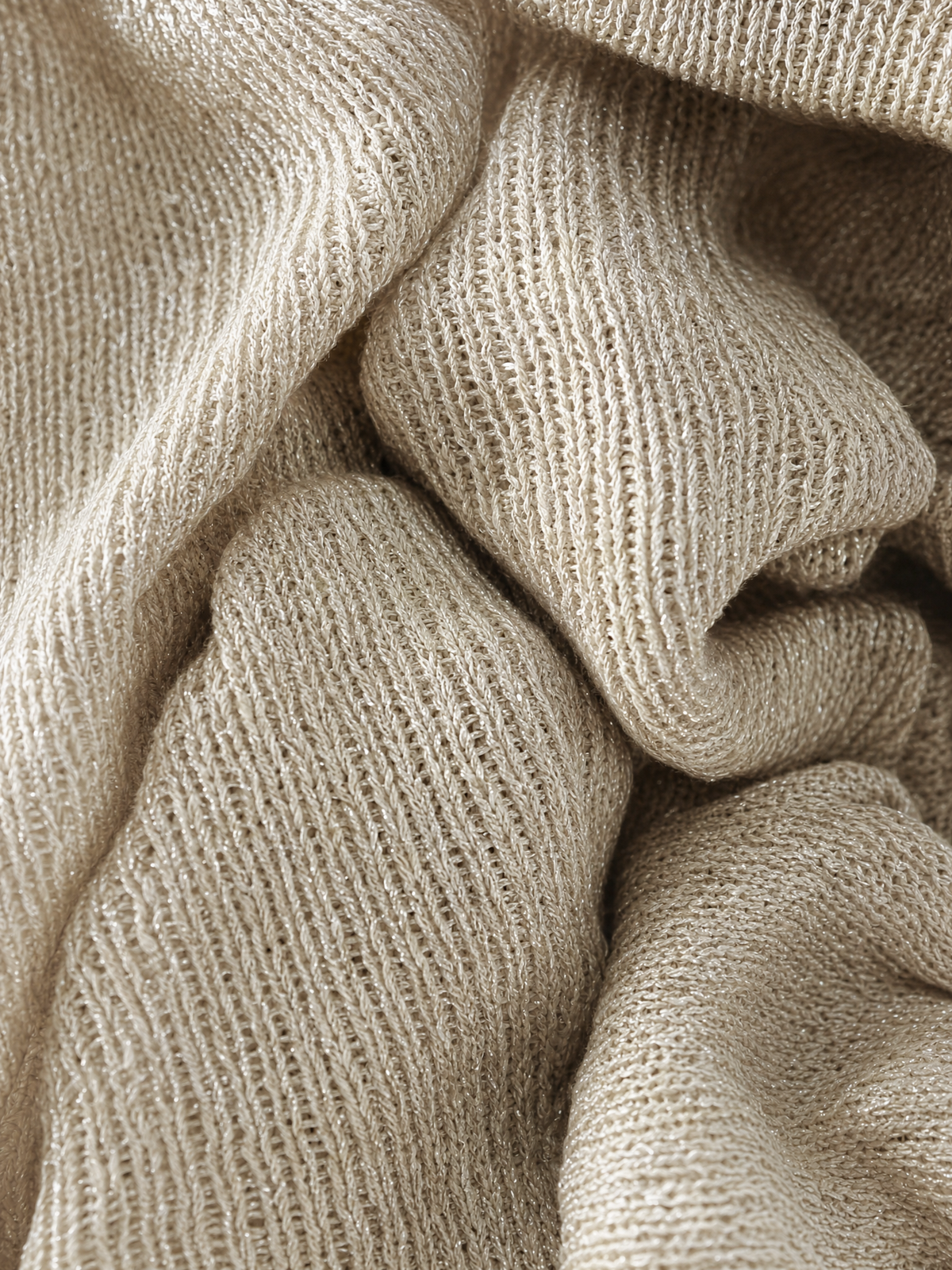 Carmela — Completo due pezzi in maglia con pantaloni a gamba larga beige