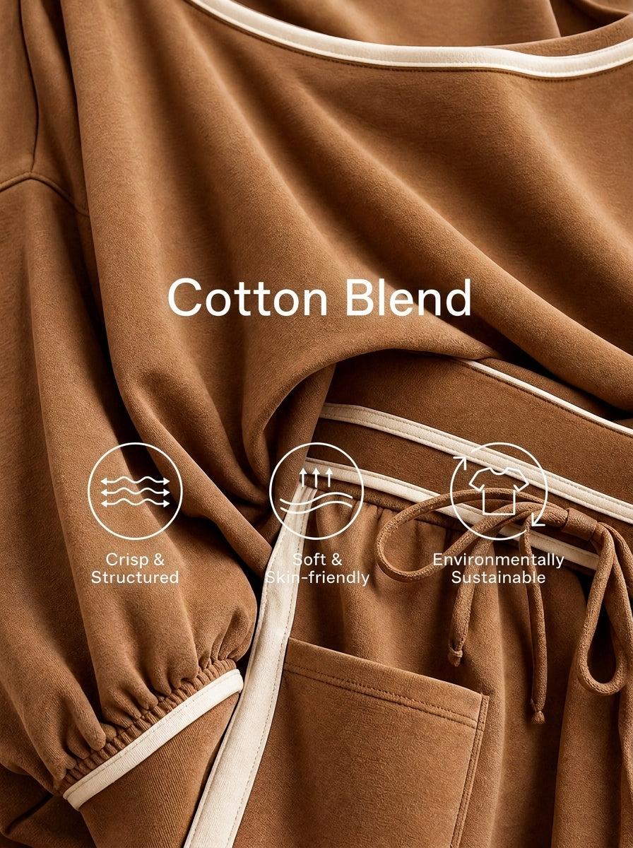 Filomena — Completo loungewear in felpa di cotone con pantaloni