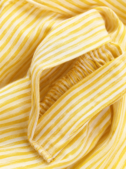 Benedetta — Completo due pezzi in cotone a righe giallo limone