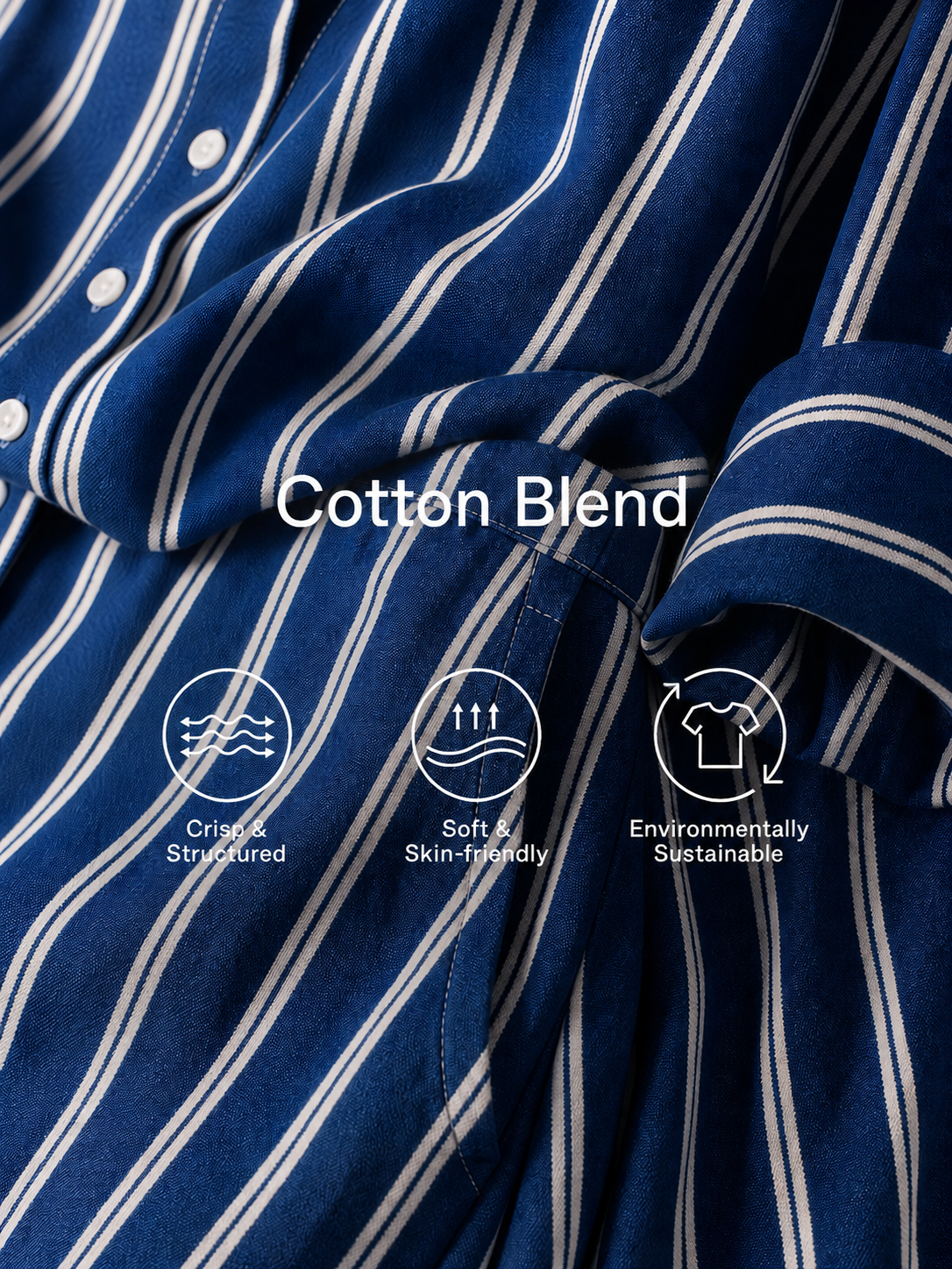 Cecilia — Completo due pezzi in cotone a righe blu royal