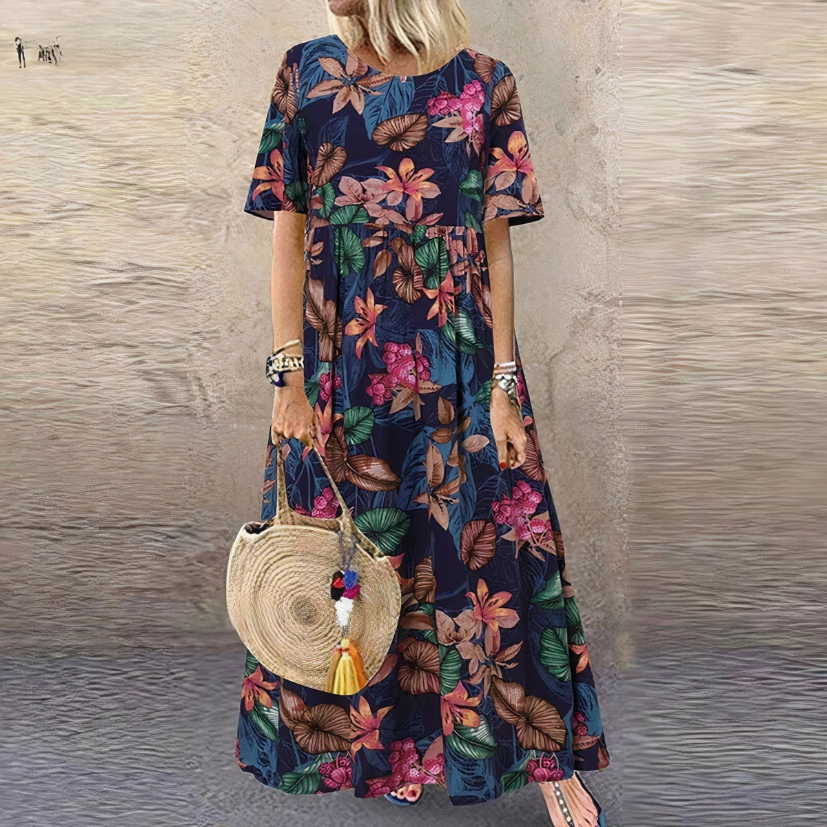 Livia — Abito midi a fiori con manica a farfalla