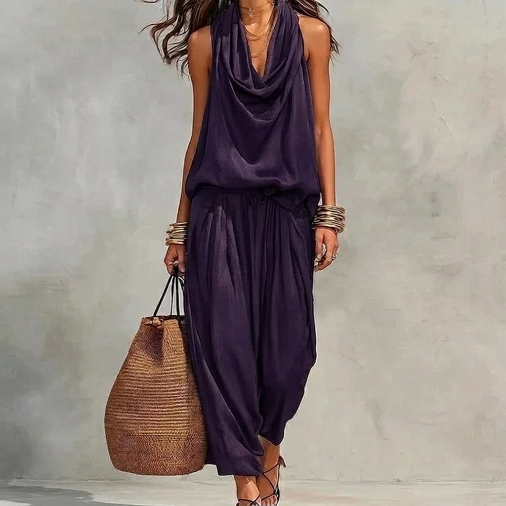 Amalia — Completo con top drappeggiato e pantaloni