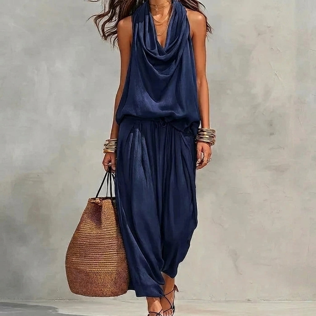 Amalia — Completo con top drappeggiato e pantaloni