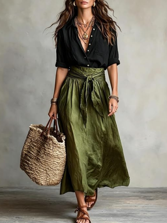 Vera — Completo due pezzi con camicia e gonna midi