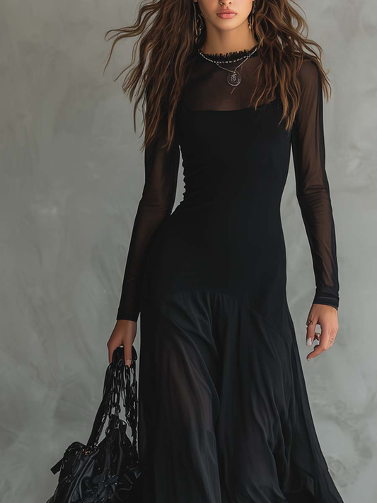 Oriana — Abito lungo in tulle con inserti