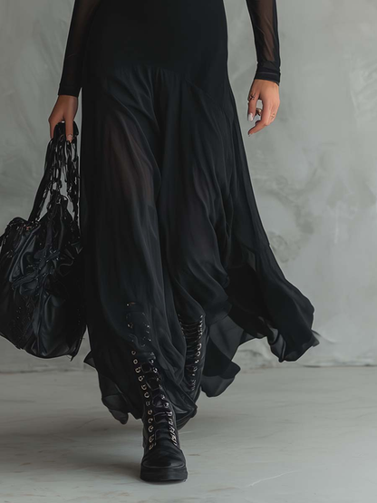 Oriana — Abito lungo in tulle con inserti