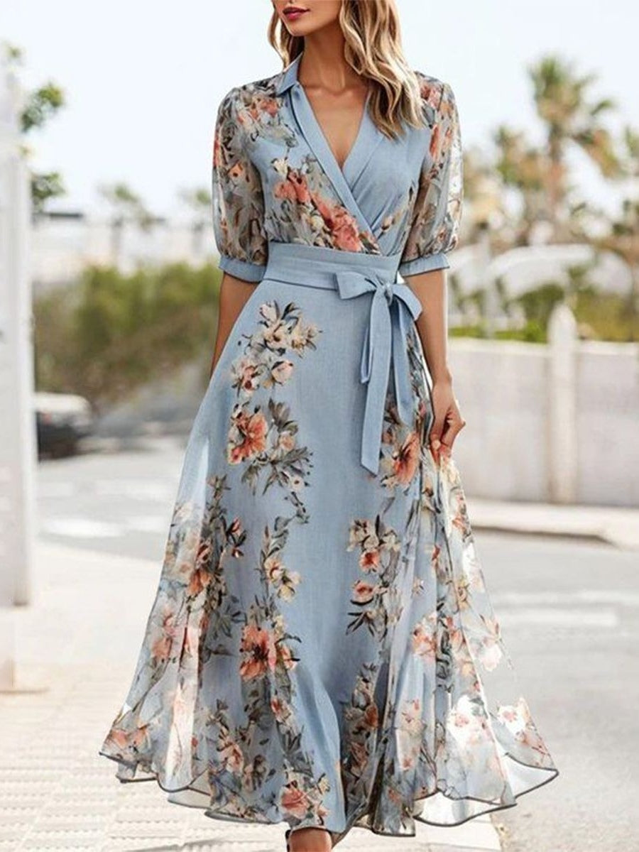 Orietta — Abito midi a fiori con fiocco