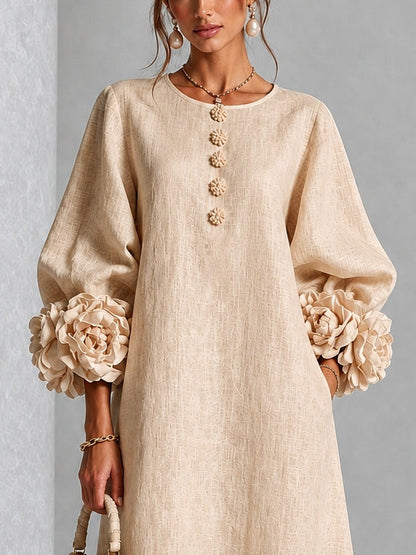 Corinna — Abito midi a fiori con polsini a fiore