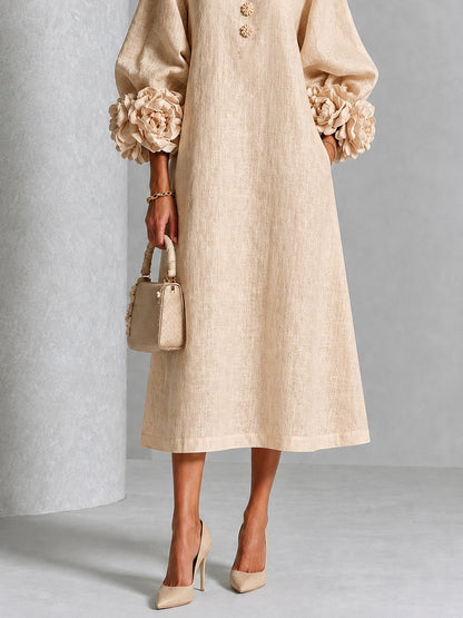 Corinna — Abito midi a fiori con polsini a fiore