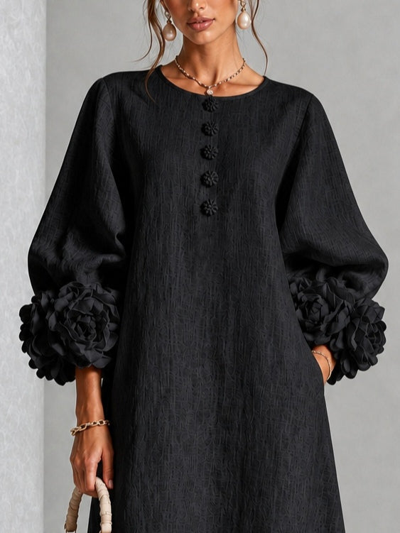 Clelia — Abito midi a fiori con polsini a fiore
