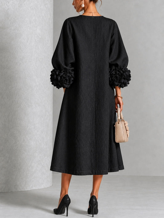 Clelia — Abito midi a fiori con polsini a fiore