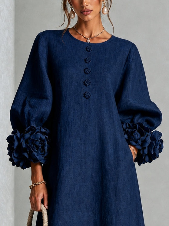 Cornelia — Abito midi a fiori con polsini a fiore