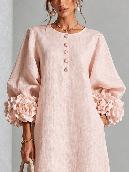 Cosima — Abito midi a fiori con polsini a fiore
