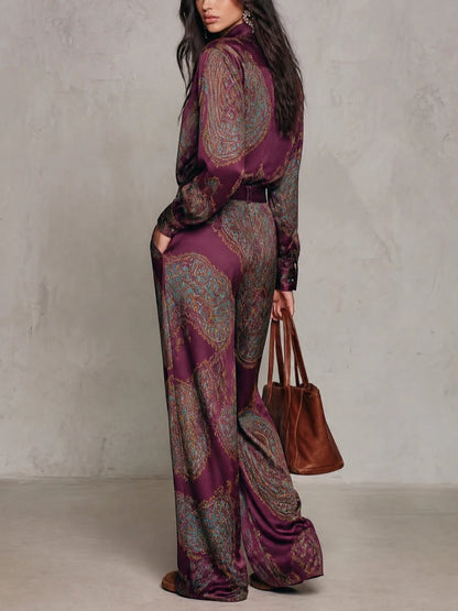 Paola — Completo due pezzi in raso stampa paisley