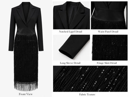 Assunta — Abito midi stile blazer con paillettes