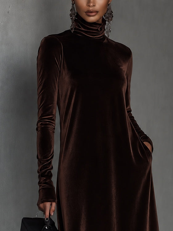 Arianna — Abito midi in velluto con pizzo
