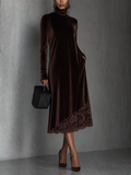 Arianna — Abito midi in velluto con pizzo