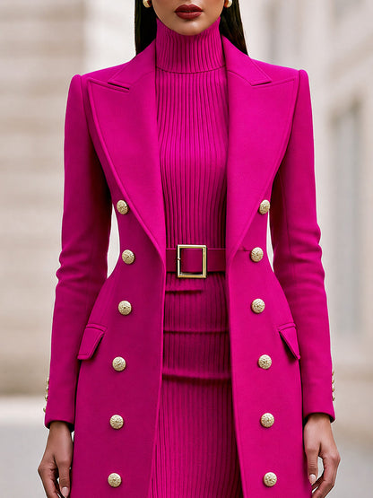 Albina — Completo con cappotto e abito in maglia con cintura