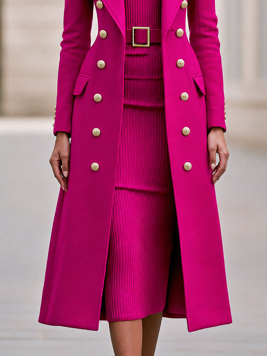 Albina — Completo con cappotto e abito in maglia con cintura