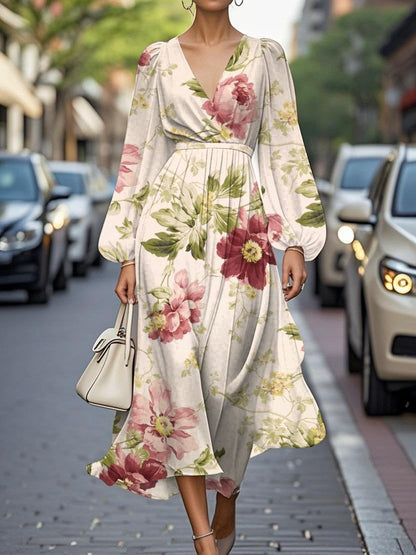 Nella — Abito midi in chiffon con scollo a V