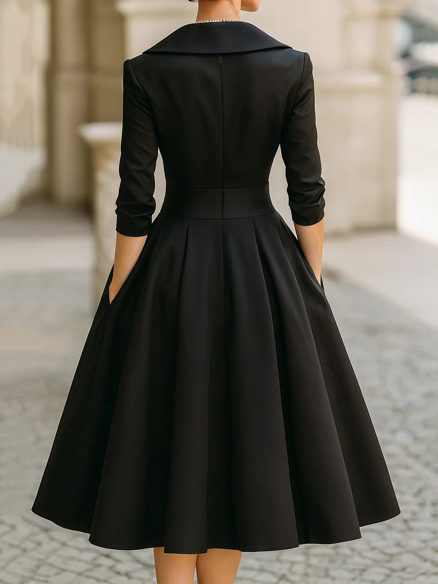 Monica — Abito midi in raso con scollo a V
