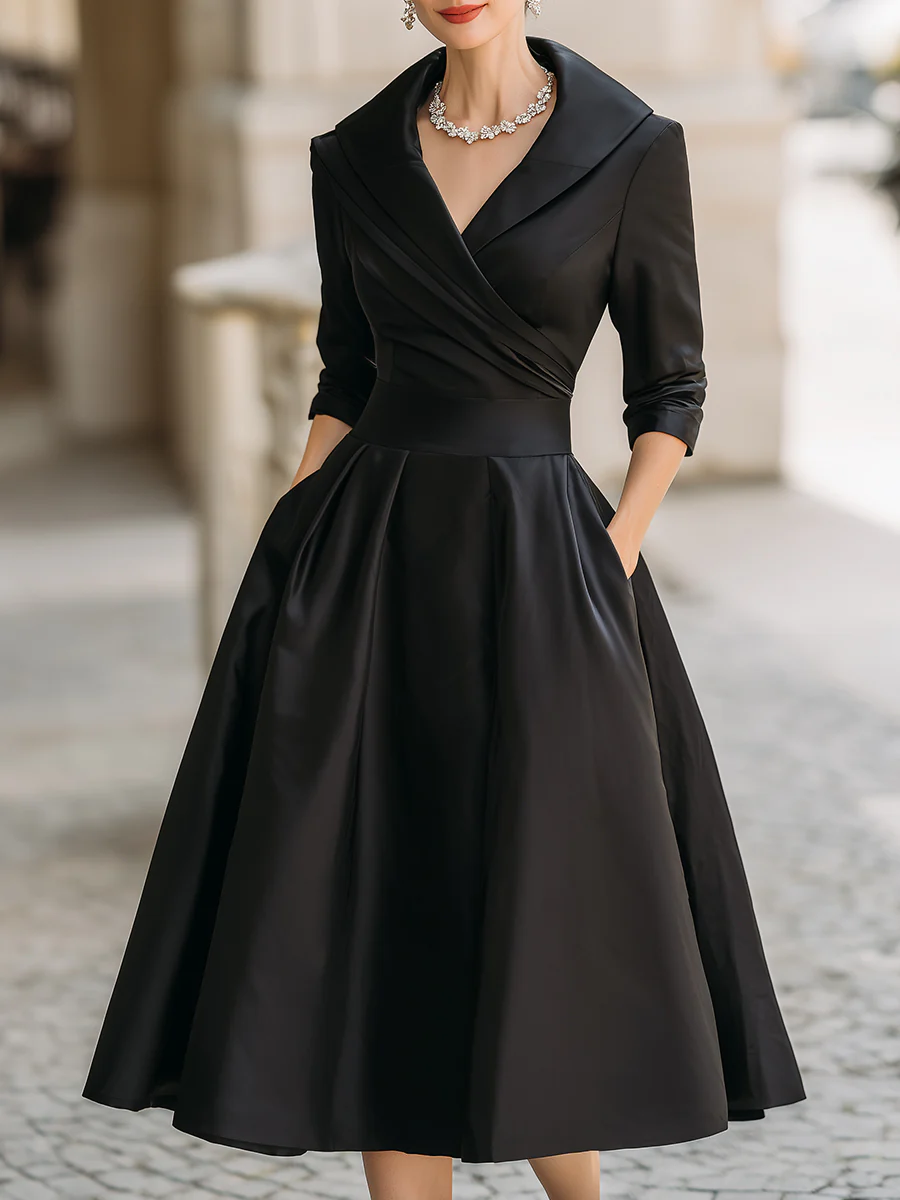 Monica — Abito midi in raso con scollo a V