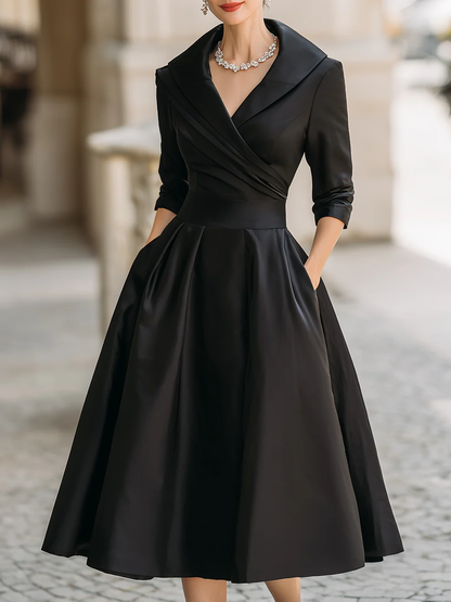Monica — Abito midi in raso con scollo a V