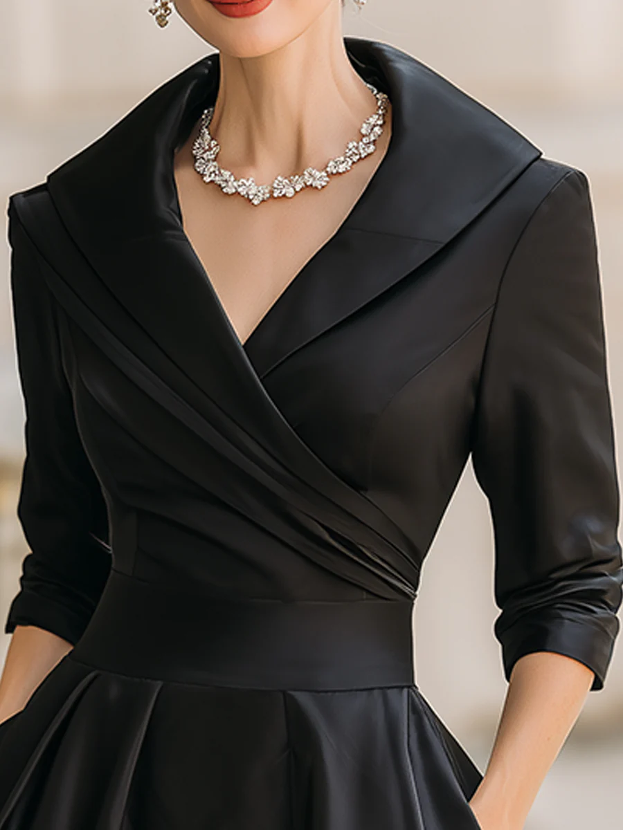 Monica — Abito midi in raso con scollo a V