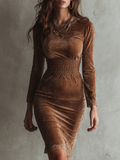 Lina — Abito midi in velluto con pizzo