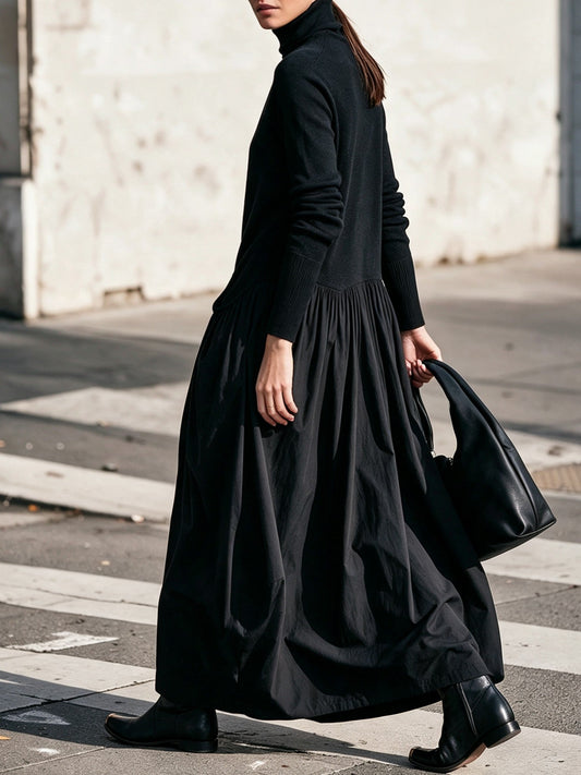 Simona — Abito lungo oversize con collo alto, 5 colori