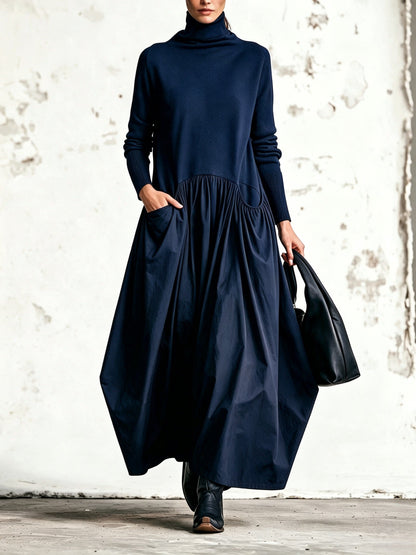 Simona — Abito lungo oversize con collo alto, 5 colori