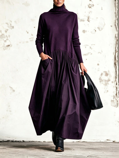Simona — Abito lungo oversize con collo alto, 5 colori