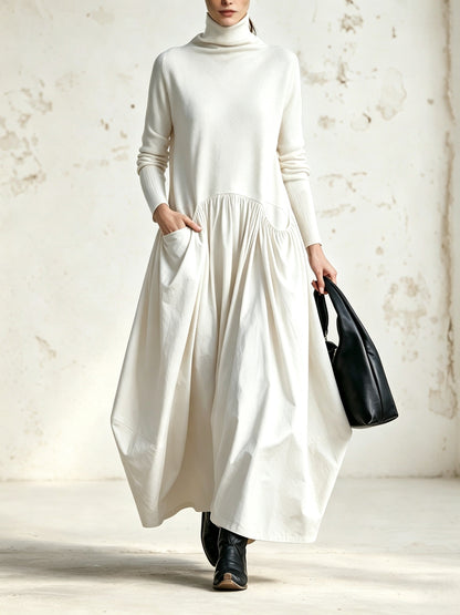 Simona — Abito lungo oversize con collo alto, 5 colori
