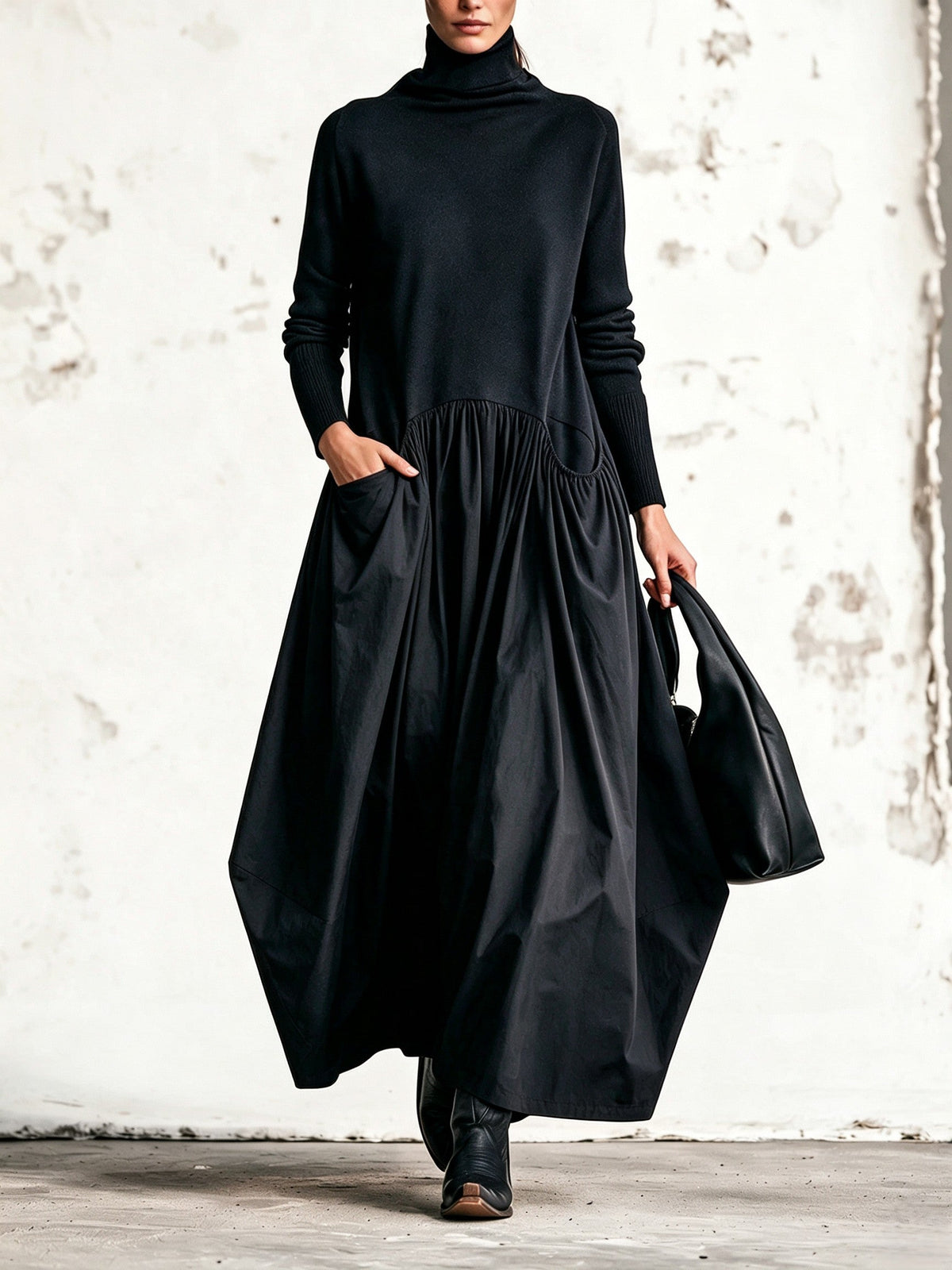 Camilla — Abito lungo oversize con collo alto