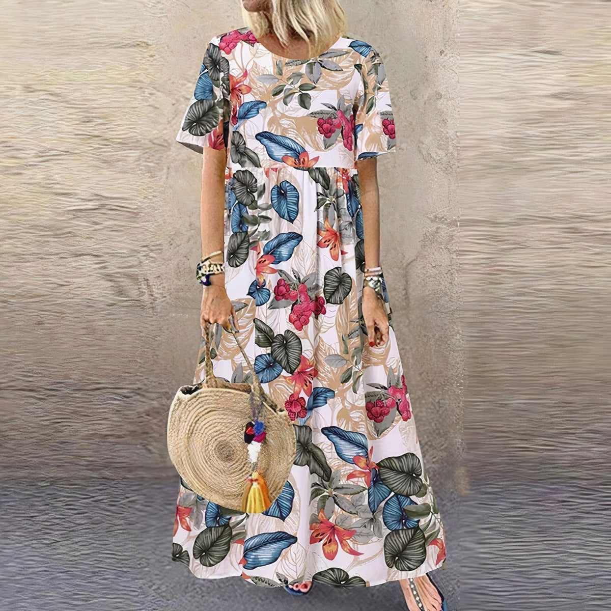Livia — Abito midi a fiori con manica a farfalla