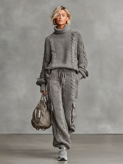 Aurelia — Completo due pezzi in maglia con pantaloni cargo