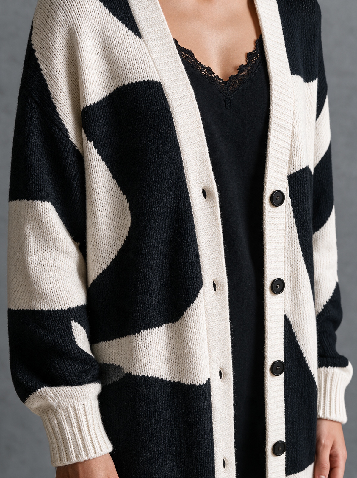 Amedea — Cardigan color block in jacquard