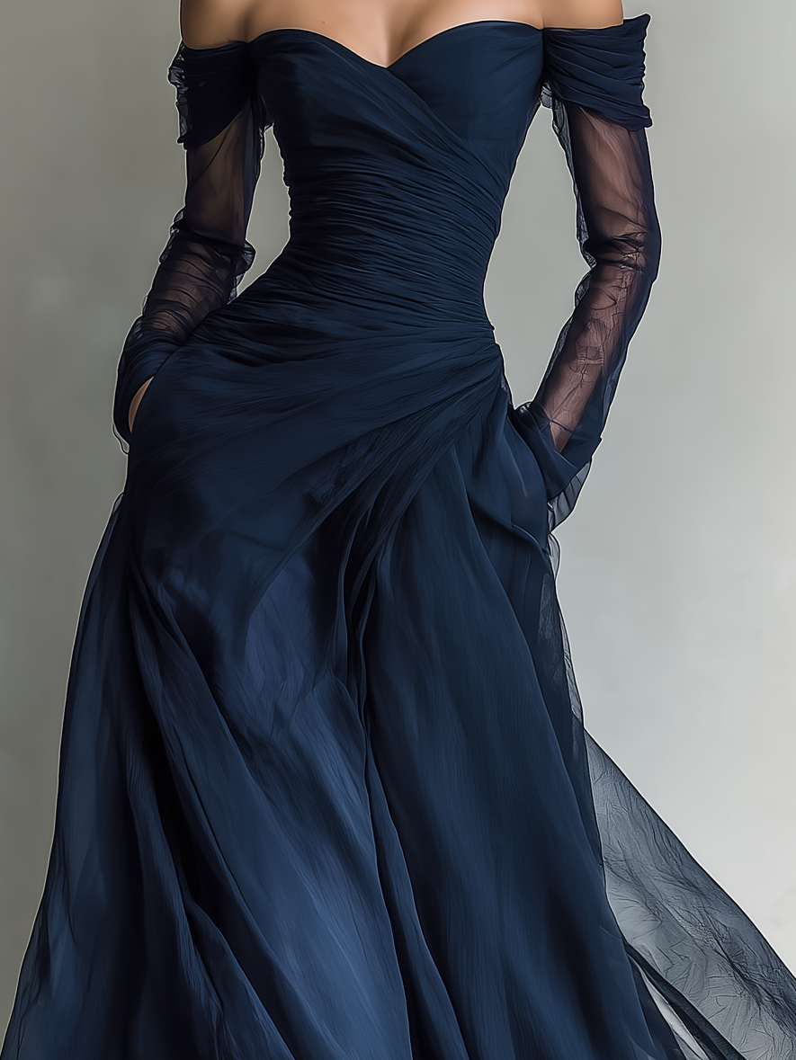 Catia — Abito lungo in chiffon con spalle scoperte