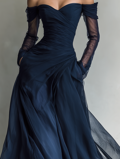 Catia — Abito lungo in chiffon con spalle scoperte
