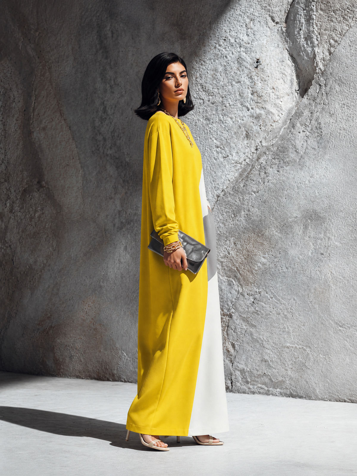 Ascensione — Abito lungo in cotone color block