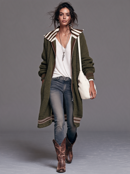 Adelina — Cardigan color block con zip