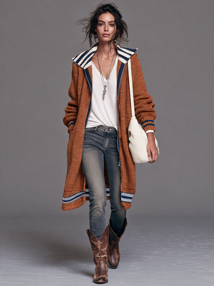 Adelina — Cardigan color block con zip
