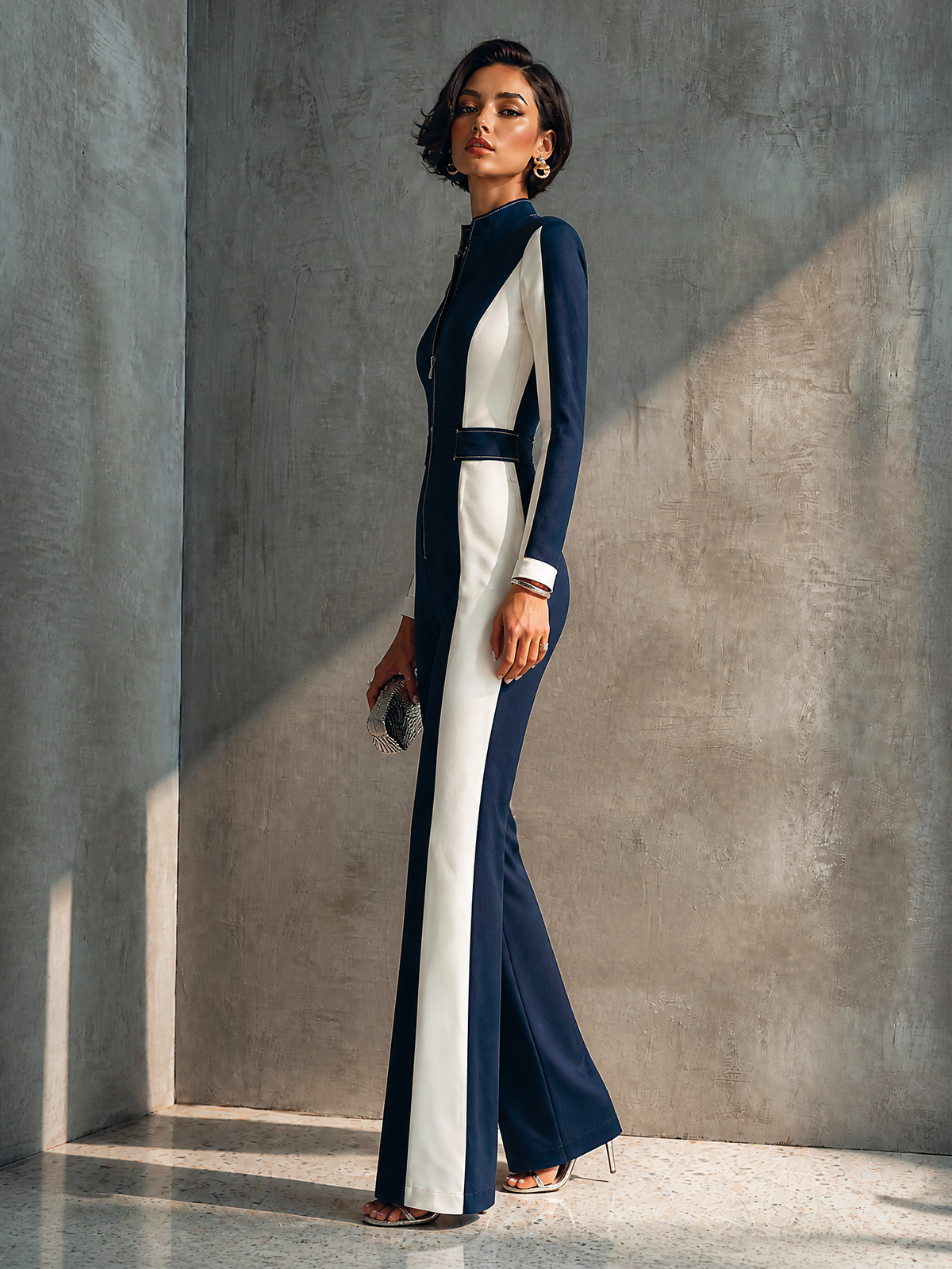 Leonora — Tuta intera in maglia color block