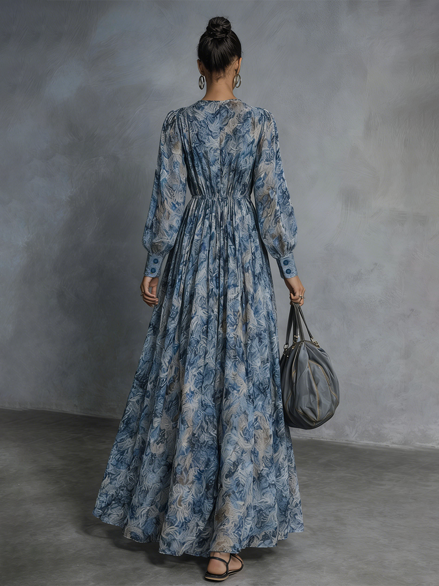 Claudina — Abito lungo in chiffon a fiori