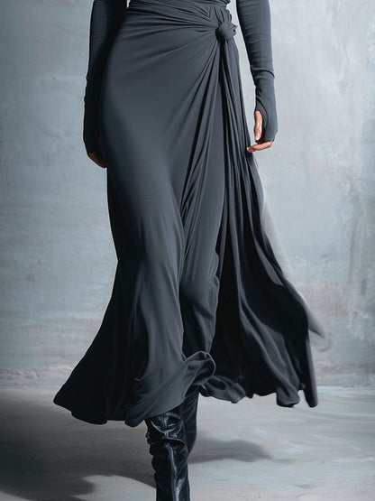 Assuntina — Abito lungo in maglia con scollo a V