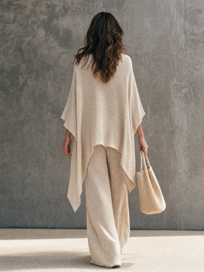 Santina — Completo loungewear in maglia con pantaloni a gamba larga