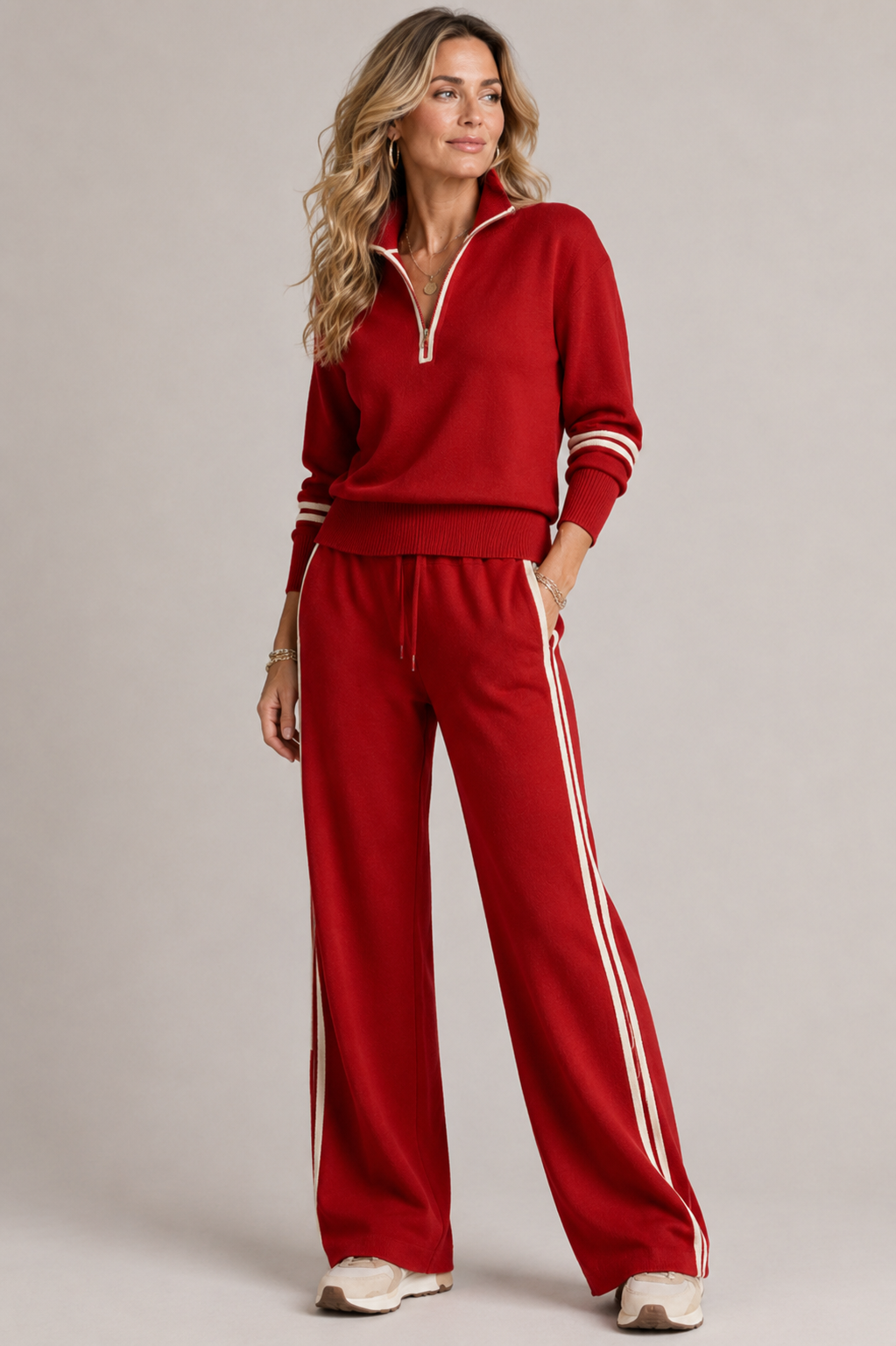 Serenella — Completo in maglia con zip